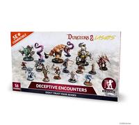 Dungeon & Lasers: Deceptives Encounters - 16 Figurines avec Bases Scéniques - Ensemble de Figurines DND 5E - Non Peinte et Démontée - À partir de 14 Ans