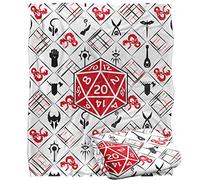 DUNGEONS AND DRAGONS - Plaid Ultra Doux au Toucher, Motif D20, 152 x 127 cm