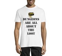 Dungeons are All About The Loot T-shirt à col rond en coton pour homme Blanc, blanc, S