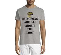 Dungeons are All About The Loot T-shirt à col rond en coton pour homme Gris, gris, 3XL