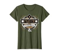 Dungeons & Dragons Fighter Combat Trained T-Shirt, Femme, Olive, XXL