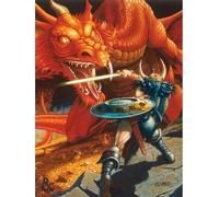 Dungeons & Dragons - Impression sur toile encadrée, Guerrier PM5859 (80 cm x 60 cm) (Orange)