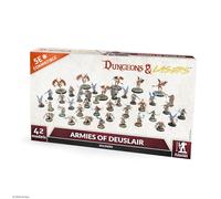 Dungeons & Lasers Armies of Deuslair Miniatures Set de 42 modèles avec bases scéniques 5E Compatible pour une utilisation avec les jeux de rôle DND et de table - Non peint et démonté - À partir de 14