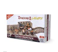 Dungeons & Lasers Fantasy Props Pack - Lot de 109 pièces comprenant des éléments miniatures et des accessoires - Ajouter au terrain RPG pour jeux de table compatibles DND et 5E - Non peint - À partir