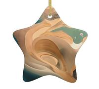 Dunhuang Mystery Christmas Pendentifs en céramique en forme d'étoile, tous avec trous perforés et cordes dorées pour une suspension facile