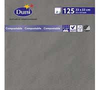 Duni 156902 2 plis Serviettes en papier, 33 cm x 33 cm, granite Gris (lot de 2000)