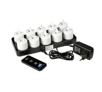 DUNI Lot de 10 LED Moving Flame rechargeables - Blanc chaud - 192536