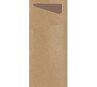 Duni Sacchetto Couverts poches avec serviettes en papier de soie pliée à l'intérieur, 8.5 cm x 19 cm, Eco Echo & Chestnut, 400
