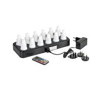 Duni Set LED Flex - 12 bougies LED RGB + W (couleur + blanc chaud) avec base de charge par induction et télécommande