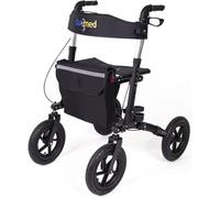 Dunimed Déambulateur d'extérieur avec pneus à air et siège - Grands pneus amortissants et sac de transport - Déambulateur pliable - Design robuste et pliable