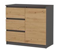 DUNJA - Buffet 1 porte 3 tiroirs - Dimensions 80x40x75 cm - Rangement séjour - Style moderne