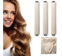 Dunjot Bandeau à friser sans chaleur pour cheveux longs et courts, bandeau sans chaleur pour cheveux longs et courts (beige)