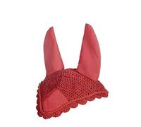 (dunkelrot / dunkelrot - 3232, Cob) - HKM Equestrian Crochet Ear Bonnet Fly Veil Protection Net Hood Mask All Colours