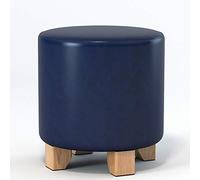 Dunki Repose-pieds en bois avec repose-pieds, pouf rond pour table basse de maquillage, tabouret de pied avec similicuir vert 29 x 29 x 30 cm (bleu 29 x 29 x 30 cm)