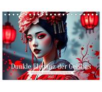 Dunkle Eleganz der Geishas (Tischkalender 2027 DIN A5 quer), CALVENDO Monatskalender: Ein Jahr voller geheimnisvoller Geisha-Porträts, die japanische Eleganz mit dunkler, mystischer Ästhetik vereinen.