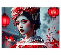 Dunkle Eleganz der Geishas (Wandkalender 2027 DIN A2 quer), CALVENDO Monatskalender: Ein Jahr voller geheimnisvoller Geisha-Porträts, die japanische Eleganz mit dunkler, mystischer Ästhetik vereinen.