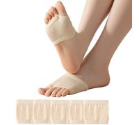 DUNKOING Women Open Toe Half Socks Cotton Peep Toe Mule Sandal Liner Sock for Clogs Flip Flop Slide Slipper Liner (5 Beige)