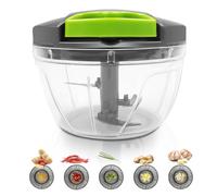 Dunkwckore 520 ml Mini Hachoir Manuel, Coupe Oignon Manuel avec 3 Lames en Acier Inoxydable, Mixeur Manuel, Hachoir Oignon, Hachoir Ail, Hachoir Manuel a Ficelle, Hachoir Legume avec Cordon de Tirage