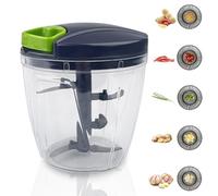 Dunkwckore 900 ml Mini Hachoir Manuel, Coupe Oignon Manuel avec 5 Lames en Acier Inoxydable, Mixeur Manuel, Hachoir Oignon, Hachoir Ail, Hachoir Manuel a Ficelle, Hachoir Legume avec Cordon de Tirage