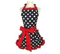 DUnLap Tablier Cuisine Tablier rétro for Les Femmes Super Mignon et drôle Bowknot avec Poche Ajustable en Coton à Pois délicat Hemline Tabliers de Cuisine Tablier (Size : Red)