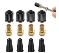 Dunlop and Sclaverand Valve to Schrader Valve Adaptor Kit, 12 pcs, 4 x DV + SV to AV Valve, 4 x Car Bonnet, 4 x Presta Bonnet, Bicycle Valve Adaptor, Wheel Valve Adaptor Presta