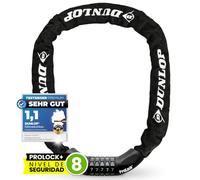 Dunlop Antivol à combinaison pour vélo - Niveau de sécurité élevé 8-100 cm - Cadenas avec 5 chiffres - Chaîne pour vélo électrique - Noir