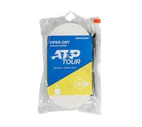Dunlop ATP Viper Dry Tennis Overgrip, Blanc, Roue 30 - Surface sèche, Absorption Durable, adhérence Stable