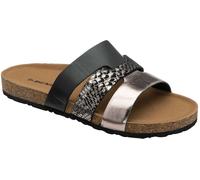 Dunlop Black Leather Multi-Strap Mules Sandals