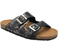 Dunlop Black Leather Twin Strap Sandals