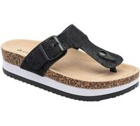 Dunlop Black Toe-Post Wedge Sandals