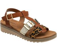 Dunlop Brown Twin Strap T-Bar Buckle Sandals