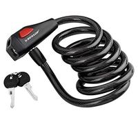 Dunlop Câble antivol spirale avec 2 clés - 150 cm - Pour la sécurité des vélos, remorques, cyclomoteurs, scooters - Câble spiralé de 12 mm avec gaine en plastique