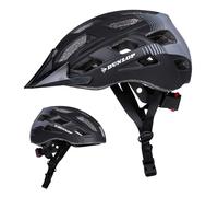 Dunlop Casque avec Lumière pour Vélo - Réglable de 55 à 58 CM - pour Femmes et Hommes - avec Éclairage LED 3 Modes - Noir
