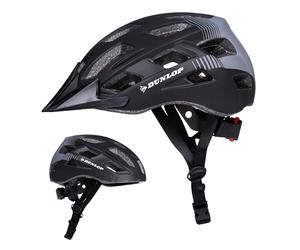 Dunlop Casque avec Lumière pour Vélo - Réglable de 55 à 58 CM - pour Femmes et Hommes - avec Éclairage LED 3 Modes - Noir