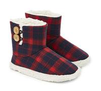 Dunlop Chausson Femmes, Bottines Fourrées Hiver, Chaussons Montant Boots Femme Intérieur Extérieur, Pantoufles Chaudes Semelles Antidérapantes Mémoire de Forme, Cadeau Femme ,Marine Rouge,37 EU