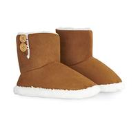 Dunlop Chausson Femmes, Bottines Fourrées Hiver, Chaussons Montant Boots Femme Intérieur Extérieur, Pantoufles Chaudes Semelles Antidérapantes Mémoire de Forme, Cadeau Femme ,Brun,38 EU