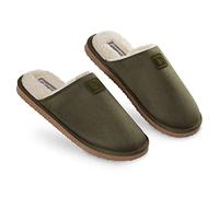 Dunlop Chausson Homme, Pantoufles Mémoire de Forme Intérieur Extérieur, Semelles Antidérapantes | Chaussons Mixte Adulte Hiver | Cadeau Homme Original Utile Detente (42 EU, Vert Kaki)