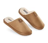 Dunlop Chausson Homme, Pantoufles Mémoire de Forme Intérieur Extérieur, Semelles Antidérapantes | Chaussons Mixte Adulte Hiver | Cadeau Homme Original Utile Detente (41 EU, Marron)