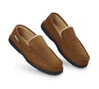 DUNLOP Chausson Homme Semelles Antidérapantes Chaussons Charentaises Hommes Mémoire de Forme Intérieur Extérieur Pantoufles Mocassins Loafers Hiver (44 EU, Brun)
