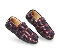 DUNLOP Chausson Homme Semelles Antidérapantes Chaussons Charentaises Hommes Mémoire de Forme Intérieur Extérieur Pantoufles Mocassins Loafers Hiver (44 EU, Bordeaux et Marine)