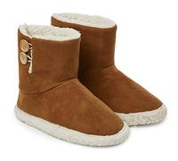 Dunlop Chausson Hommes, Bottines Fourrées Hiver, Chaussons Bottes Homme Intérieur Extérieur, Pantoufles Chaudes Semelles Antidérapantes Mémoire de Forme, Cadeau Original ,Brun,42 EU