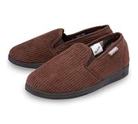 DUNLOP Chaussons à enfiler pour homme avec double soufflet et semelle en caoutchouc lavable Tailles 7-12 - Marron - marron, 44 EU