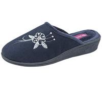 Dunlop Chaussons compensés en velours pour femme - Bleu - Pamela bleue., 36 EU