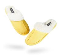 DUNLOP Chaussons Femme Chauds, Pantoufles Femme Hiver Fourrure (39 EU, Jaune, numeric_39)