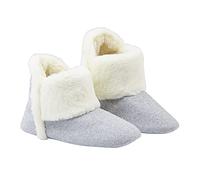 Dunlop Chaussons Femme, Chausson Botte Fantaisie Feutre Et Fourrure avec Semelle Antidérapantes À Mémoire De Forme Intérieur Exterieur, Chaussons 36 au 41 (39, Gris, Numeric_39)