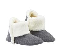 Dunlop Chaussons Femme, Chausson Botte Fantaisie Feutre Et Fourrure avec Semelle Antidérapantes À Mémoire De Forme Intérieur Exterieur, Chaussons 36 au 41 (38, Gris Foncé, Numeric_38)