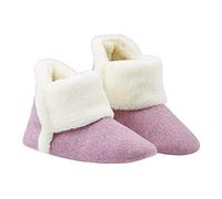DUNLOP Chaussons Femme, Chausson Botte Fantaisie Feutre Et Fourrure Avec Semelle Antidérapantes À Mémoire De Forme Intérieur Exterieur, Chaussons 36 au 41 (38, Rose, numeric_38)