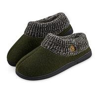 DUNLOP Chaussons Homme Chaud Mocassins Fermés Pantoufles Homme Hiver Semelle à Mémoire Antidérapant (42 EU, Khaki)