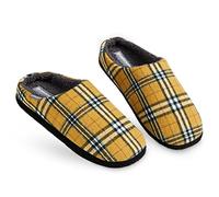Dunlop Chaussons Homme Hiver - Pantoufles Homme Chaude Confortable - Chausson Homme Fourré Mémoire de Forme (Gris/Moutarde, Numeric_42)