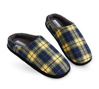 Dunlop Chaussons Homme Hiver - Pantoufles Homme Chaude Confortable - Chausson Homme Fourré Mémoire de Forme (Bleu/Moutarde, Numeric_43)
